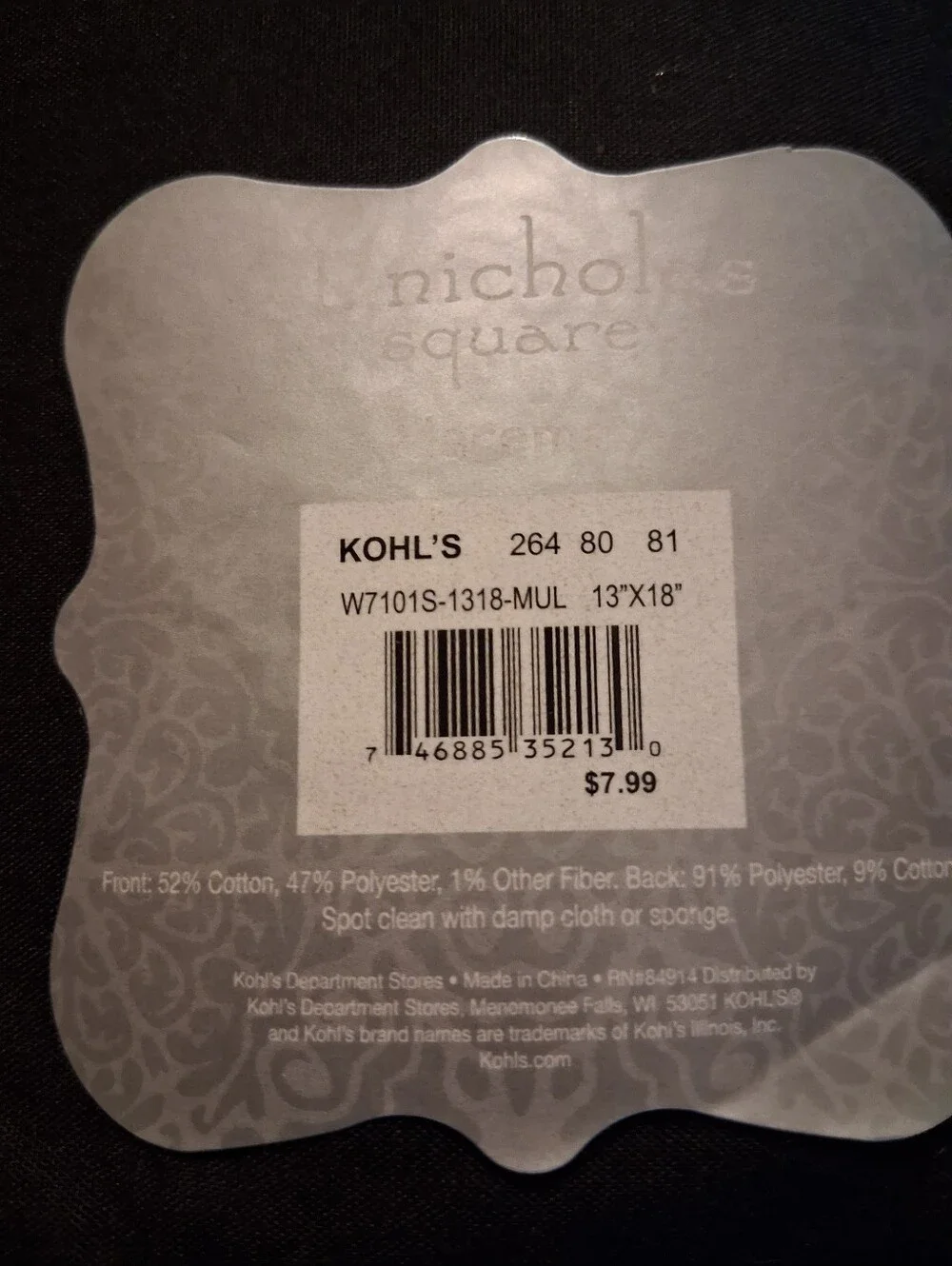 St. Nicholas Square Black & White Happy Holidays Christmas Placemats - Set of 4.